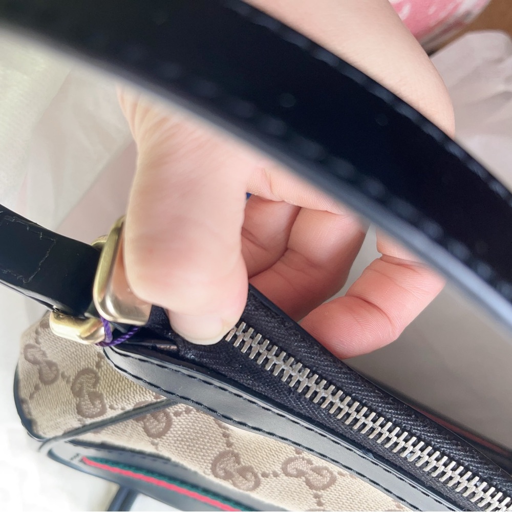 Gucci Mayfair Small Bow shoulder bag Original GG canvas with black leather Trim - Picture 13 of 15